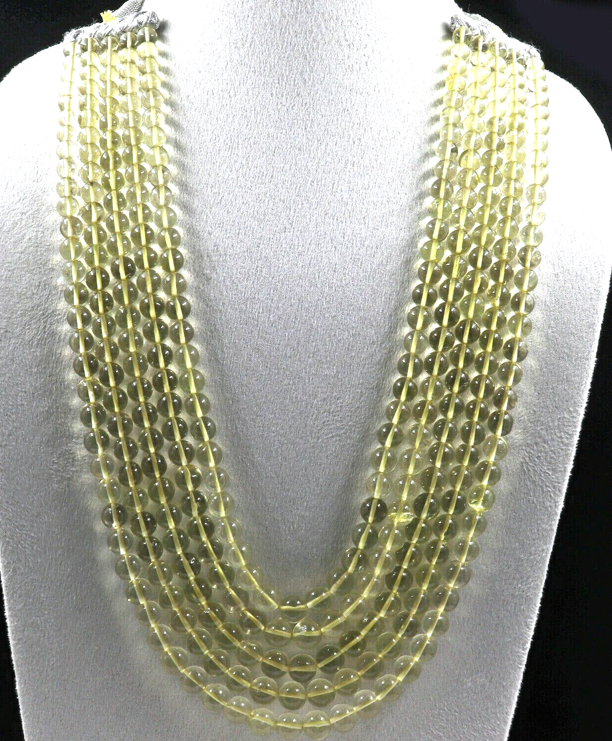 Natural Lemon Quartz Beads 5 L 834 Ct Round Yellow Gemstone Fashion Necklace