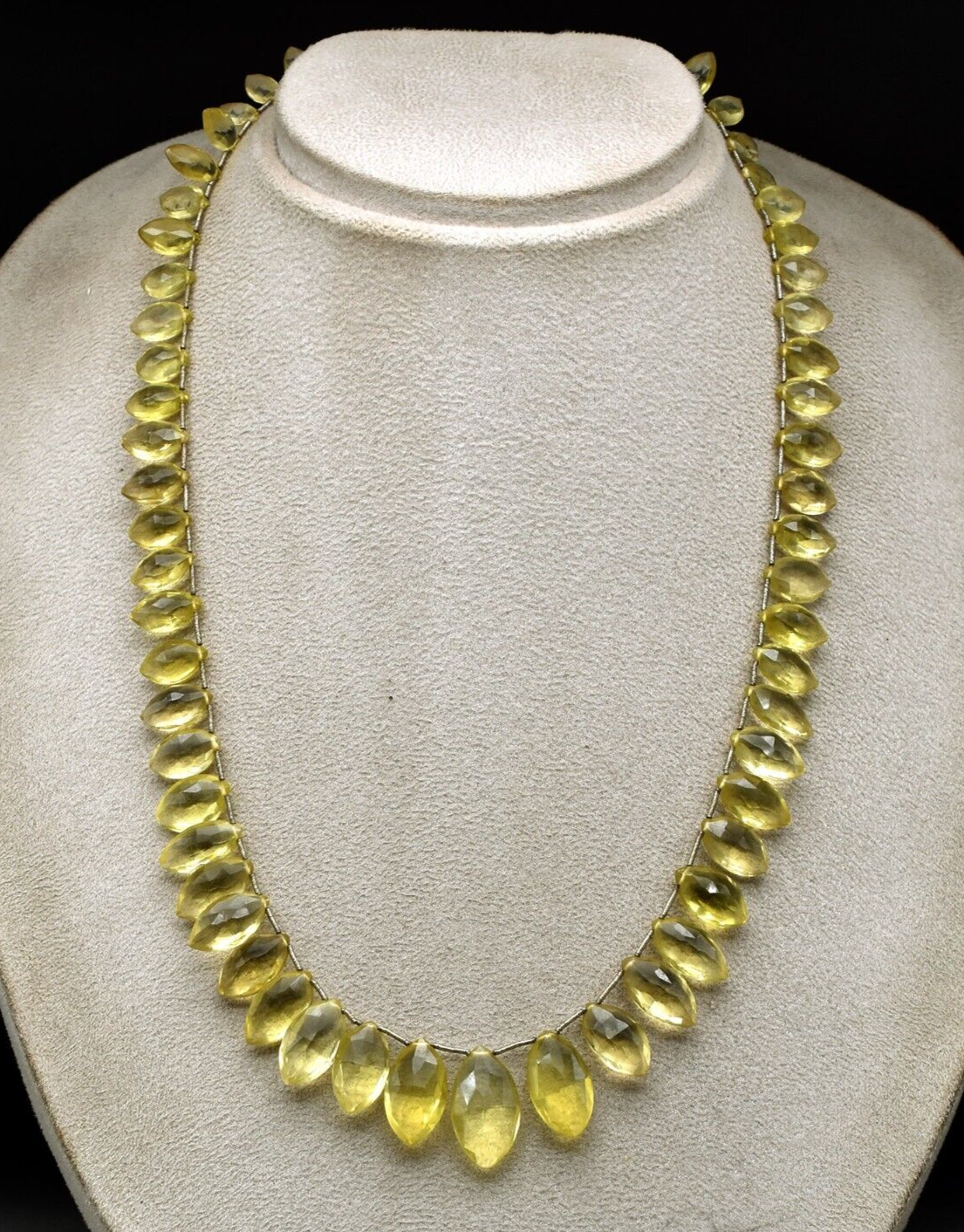 Natural Lemon Quartz Beads 256 Ct Tear Drops Gemstone Finest Party Necklace