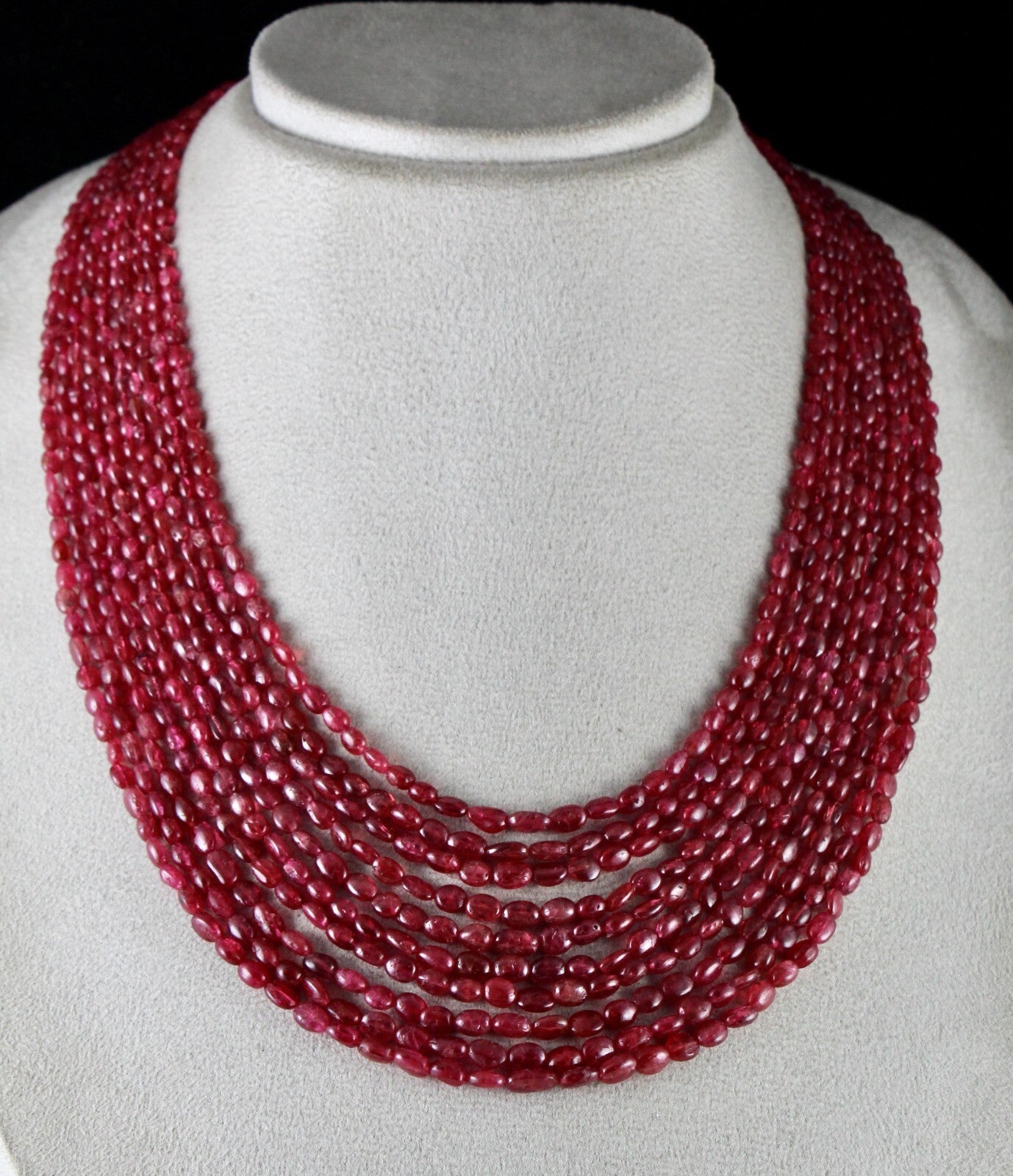 Certified Natural Red Spinel Cabochon Beads Necklace 521 Ct Precious Gemstone