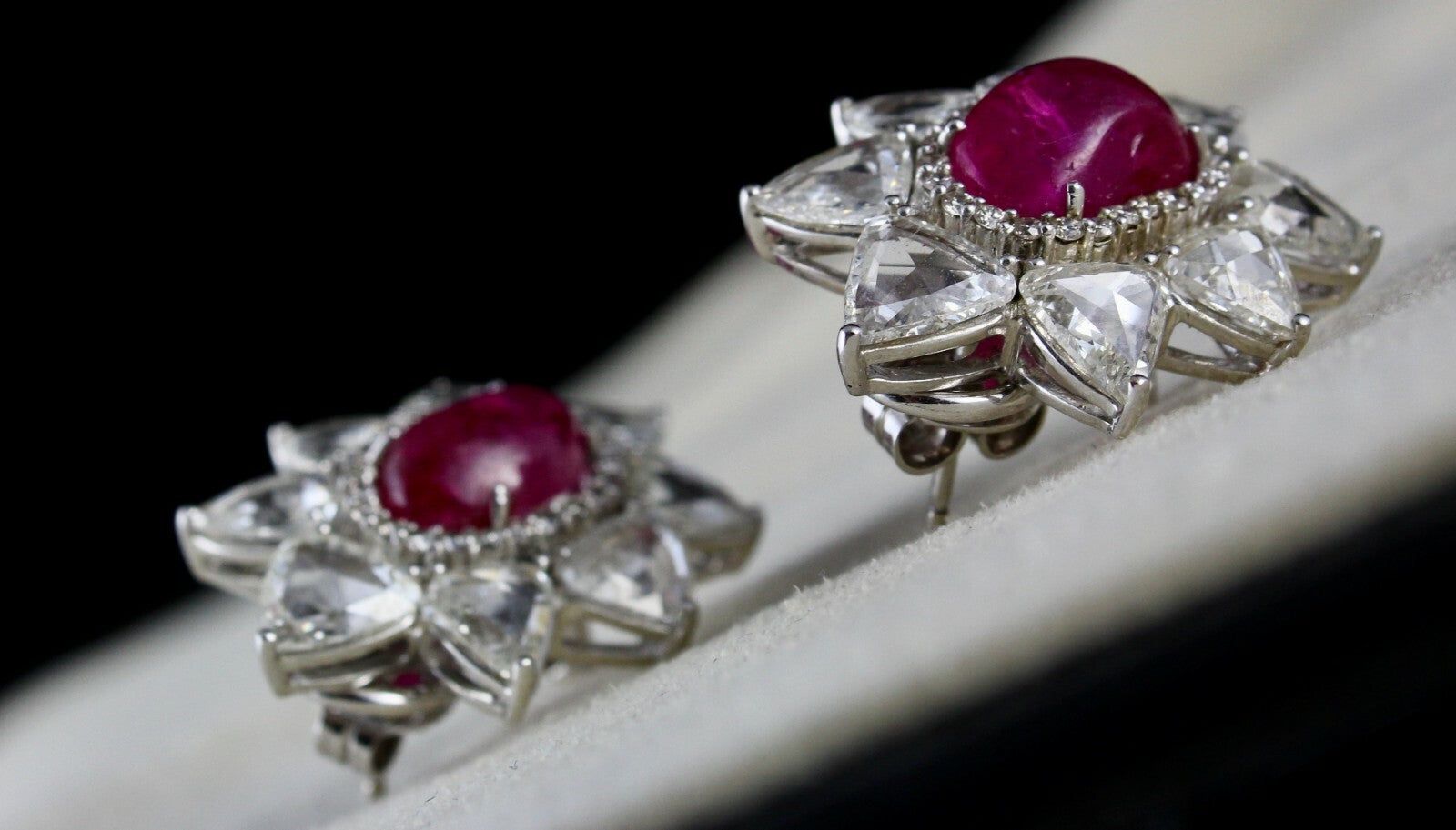 Certified Natural Burmese Ruby 93.81ct Natural Diamond Stud Earrings 18k Gold