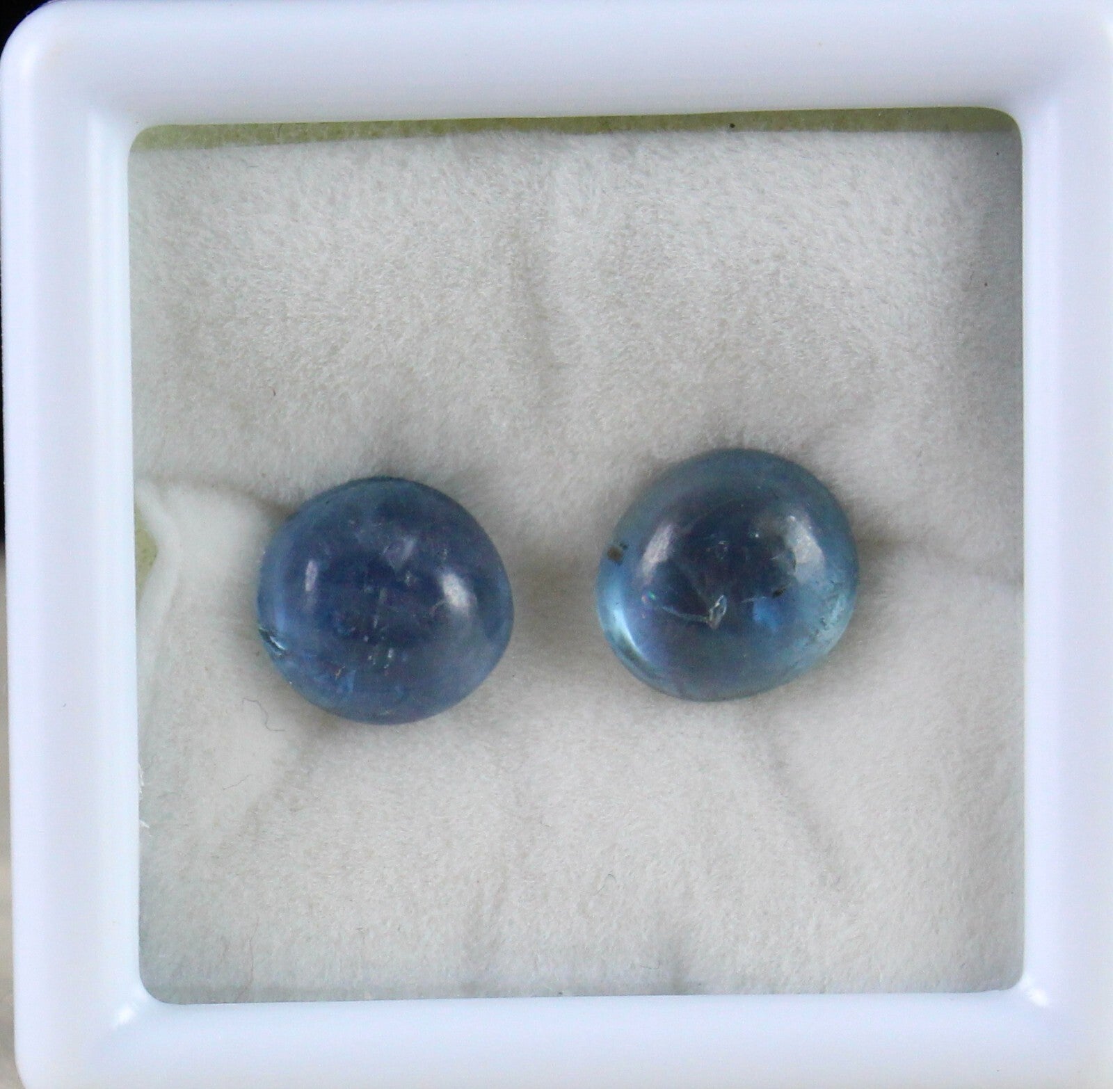 Certified Natural Burmese Blue Sapphire 10.78 Ct Round Cabochon Gemstone Pair