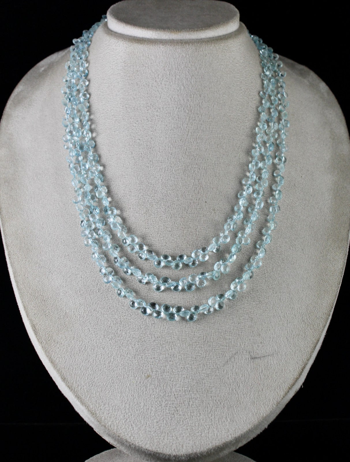 Certified Natural Aquamarine Necklace 253 Ct Blue Faceted Gemstone Tear Drops