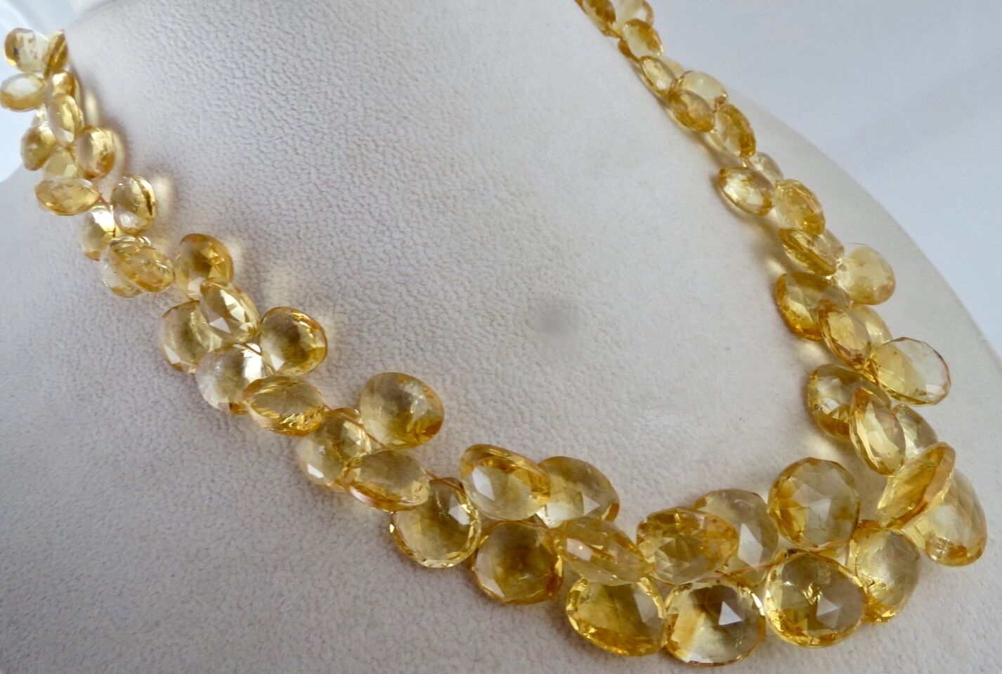 Natural Yellow Citrine Heart Teardrops 410 Ct Gemstone Party Silver Necklace
