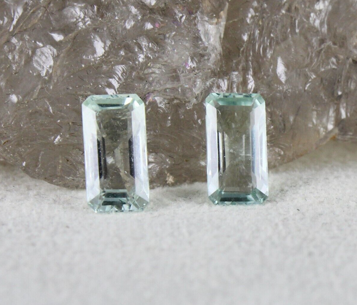 Natural Aquamarine 3.30 Ct Octagon Cut 2 Pcs Gemstone Ring Earring Pair
