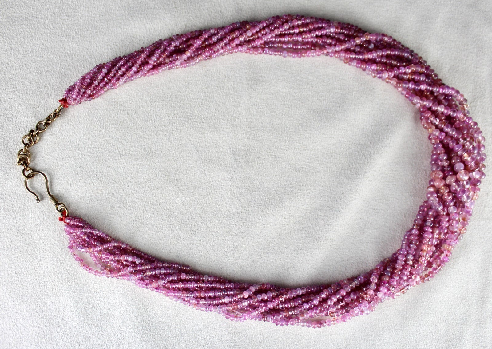 Certified Natural Old Mines Pink Sapphire Ruby 793ct Round Beads Necklace