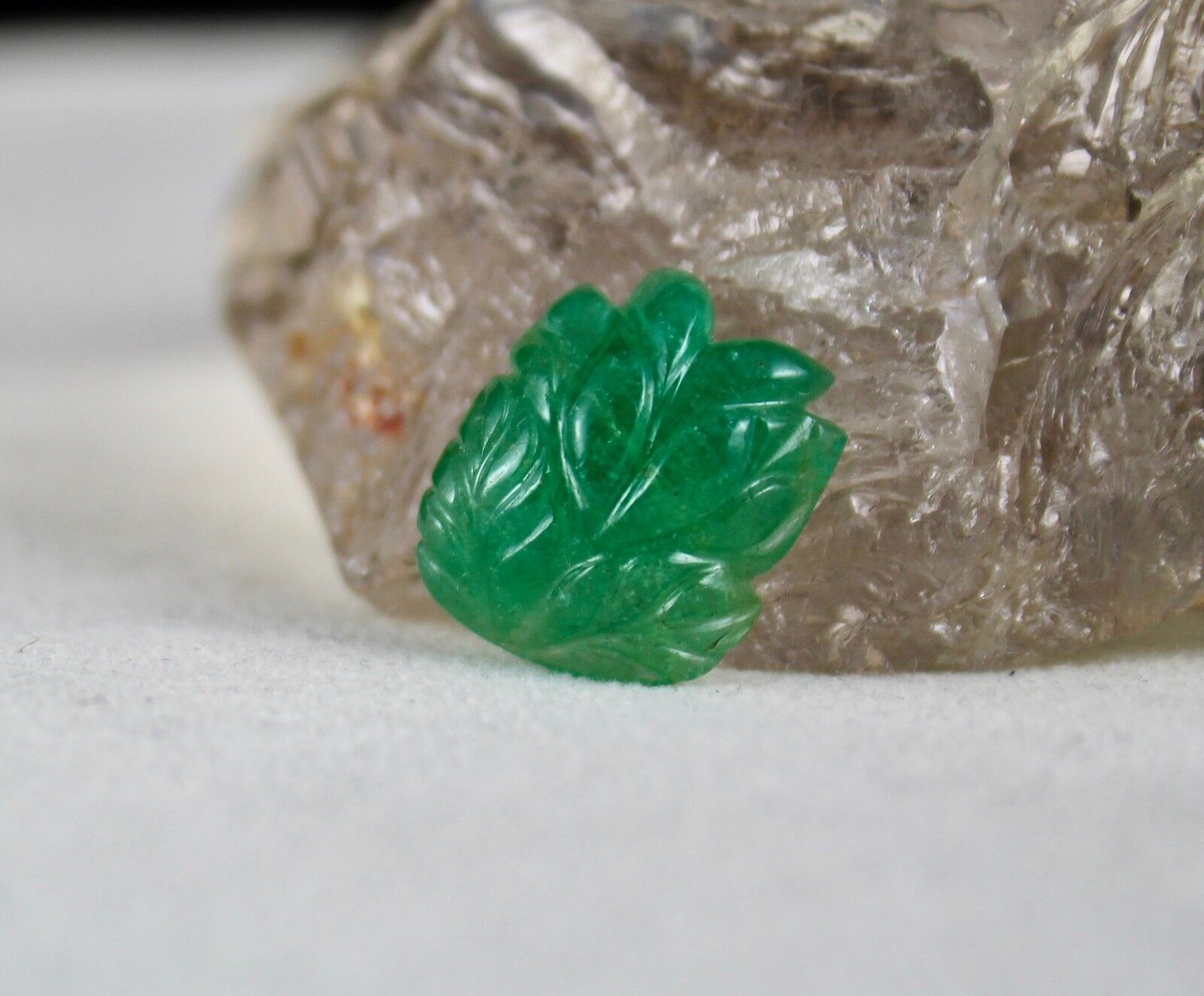 NATURAL ZAMBIAN EMERALD CARVED LEAF 16.64 CARATS GEMSTONE FOR RING OR PENDANT