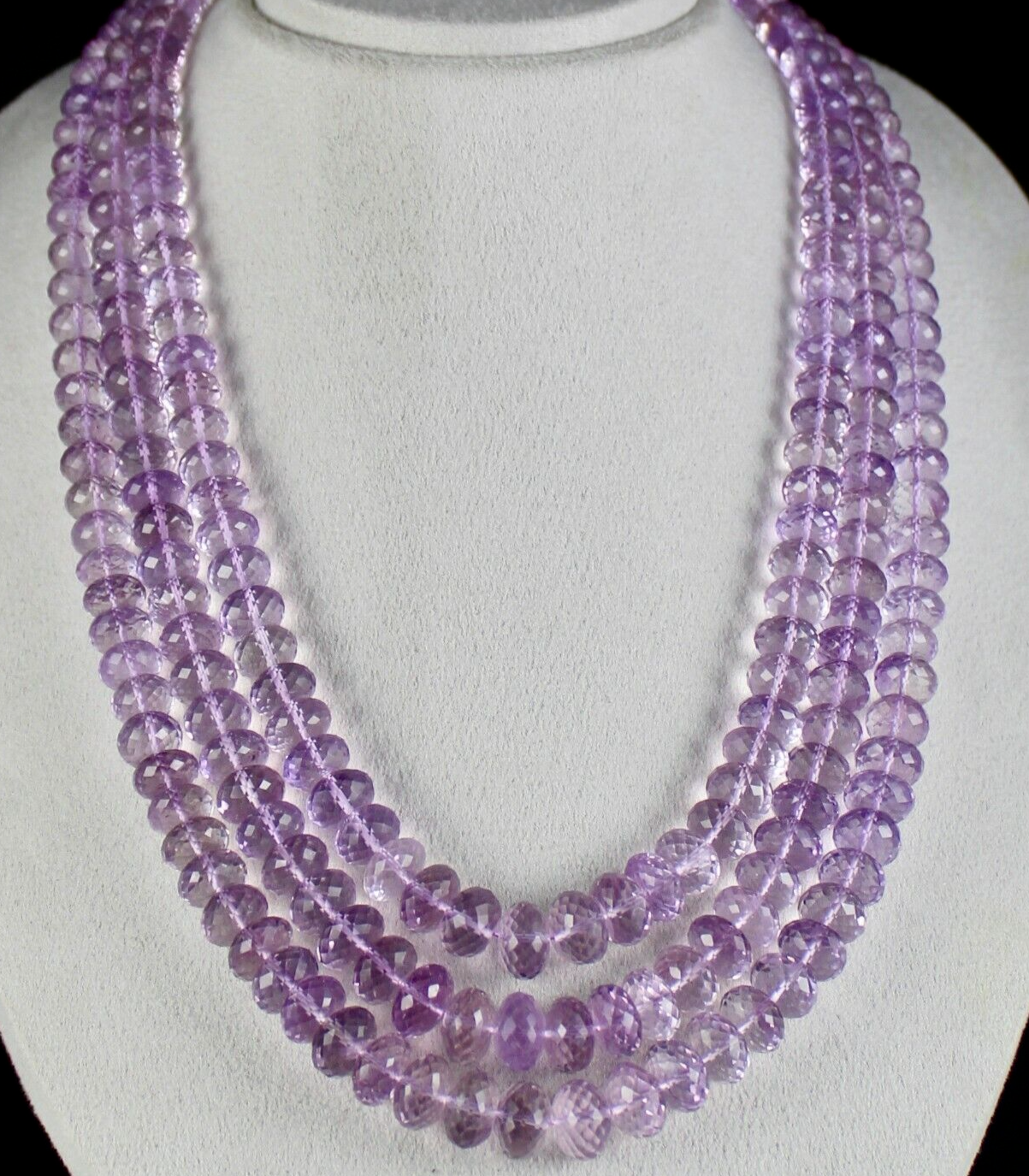 Certified Natural Pink Amethyst Faceted Beads Round 1466 Ct Necklace For Women