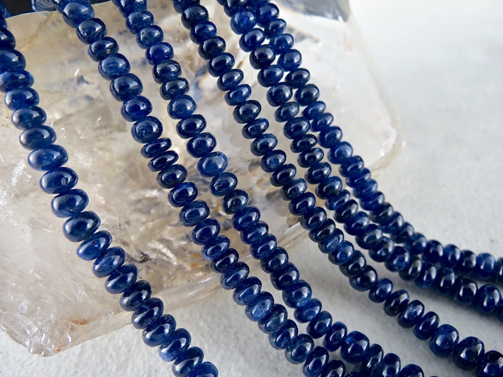 NATURAL OLD MINES BLUE SAPPHIRE BEADS ROUND 3 LINE 461 CARATS GEMSTONE NECKLACE