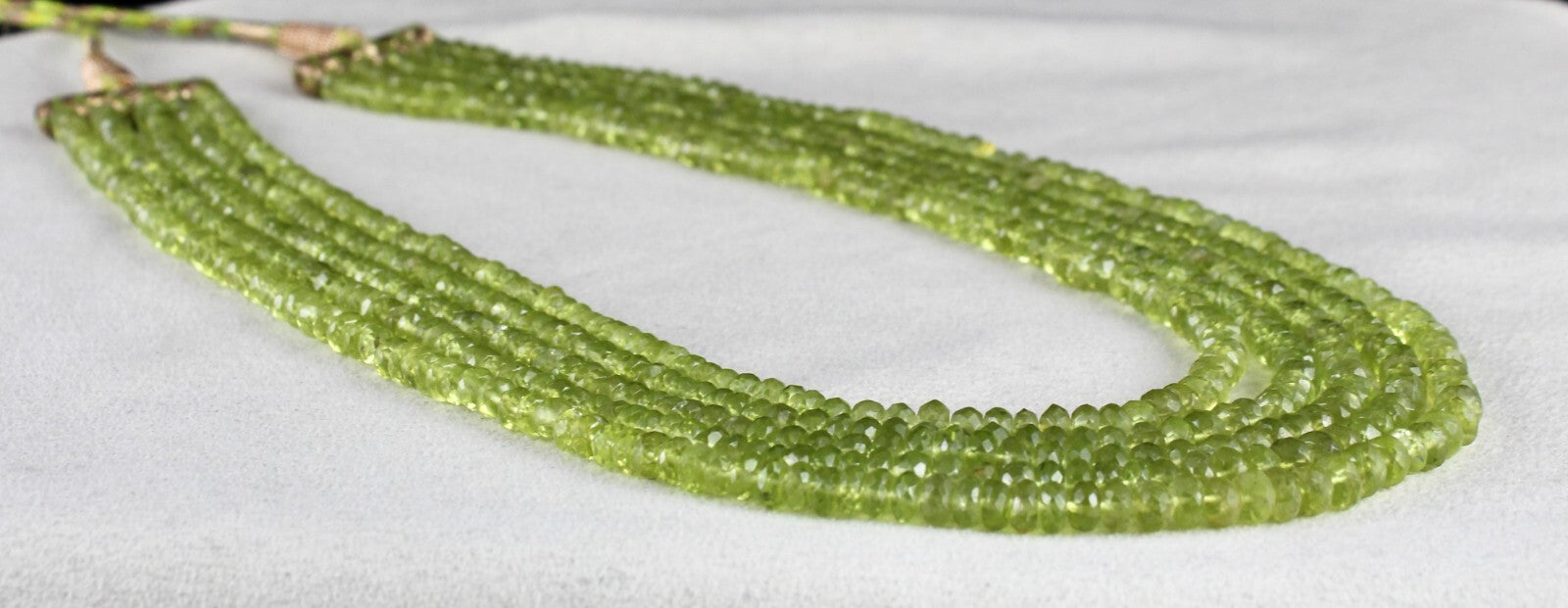 Natural Peridot Gemstone Necklace Faceted 441 Ct Round Green Beads Fashion