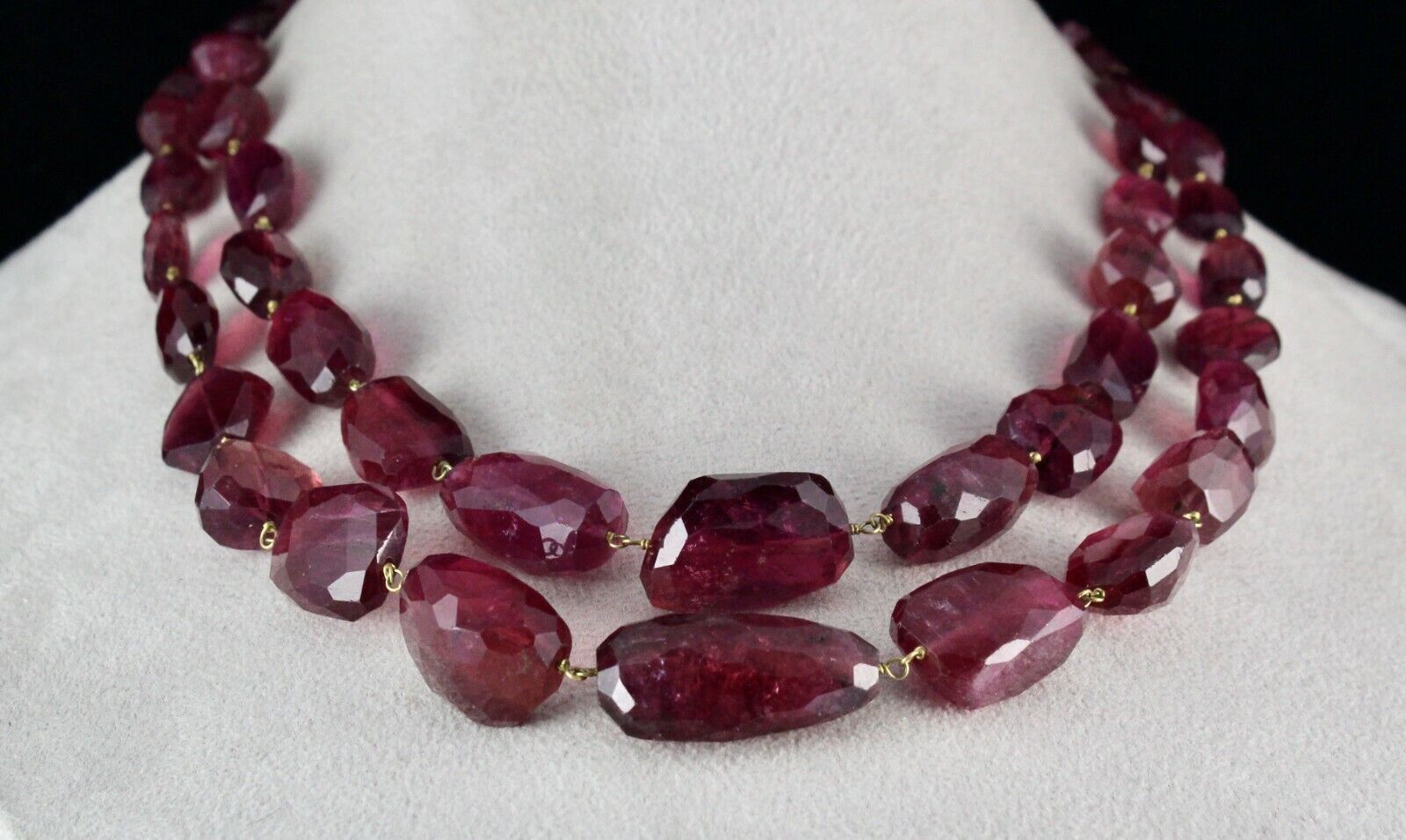 NATURAL PINK TOURMALINE RUBELLITE BEADS CABOCHON 2 L 669 CTS GEMSTONE NECKLACE