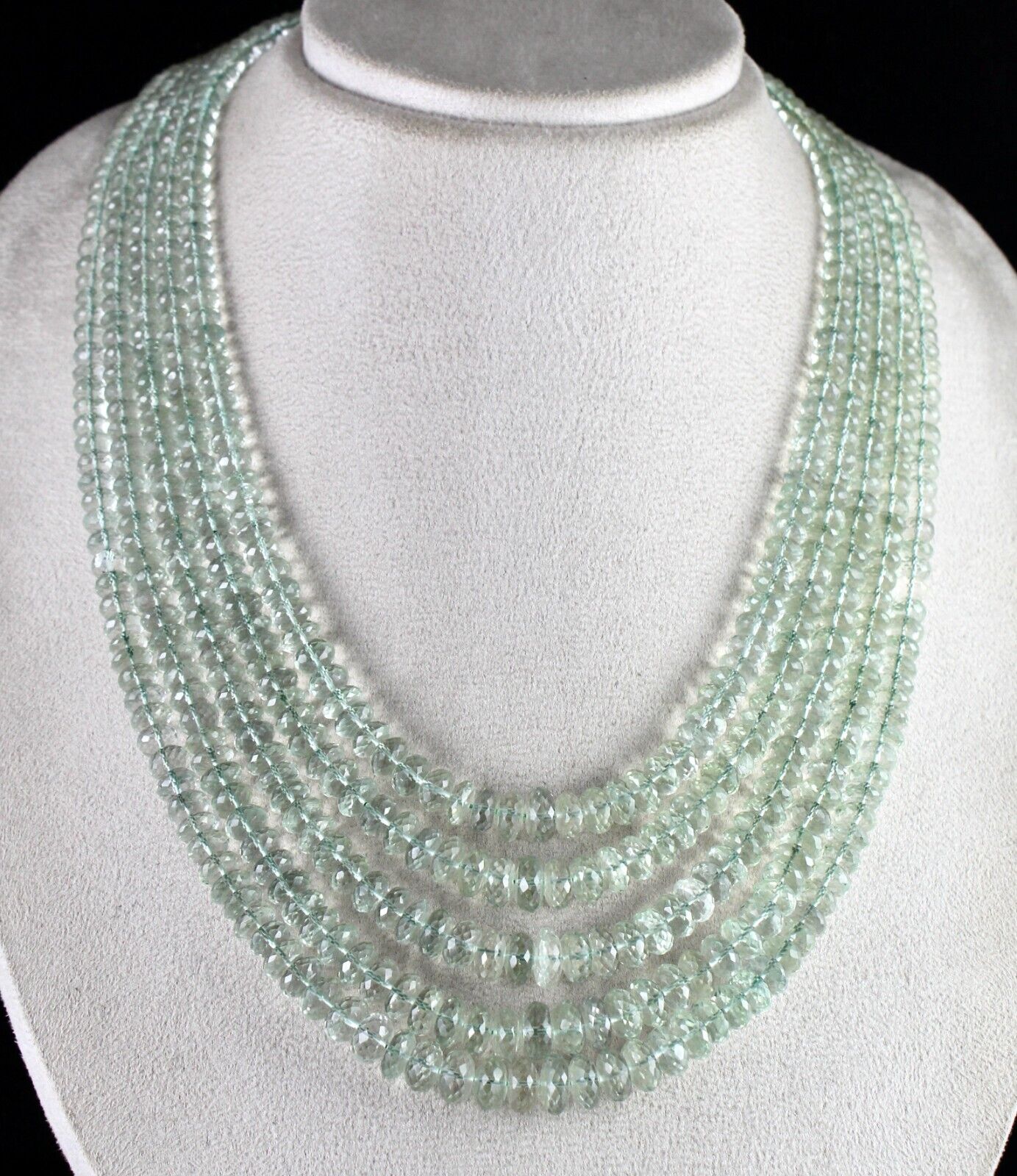 Finest Green Amethyst Beads Faceted Round 5 L 935 Ct Gemstone Fashion Necklace