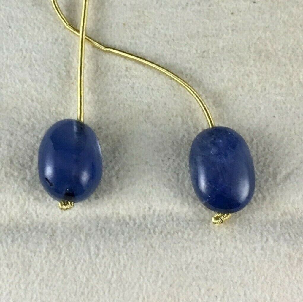 NATURAL BLUE SAPPHIRE BEADS CABOCHON 2 PCS 22.10 CARATS GEMSTONE HANGING EARRING