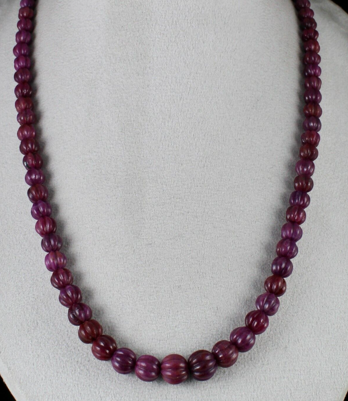 Certified Natural Unheat Ruby Carved 513ct Melon Gemstone Beads Necklace