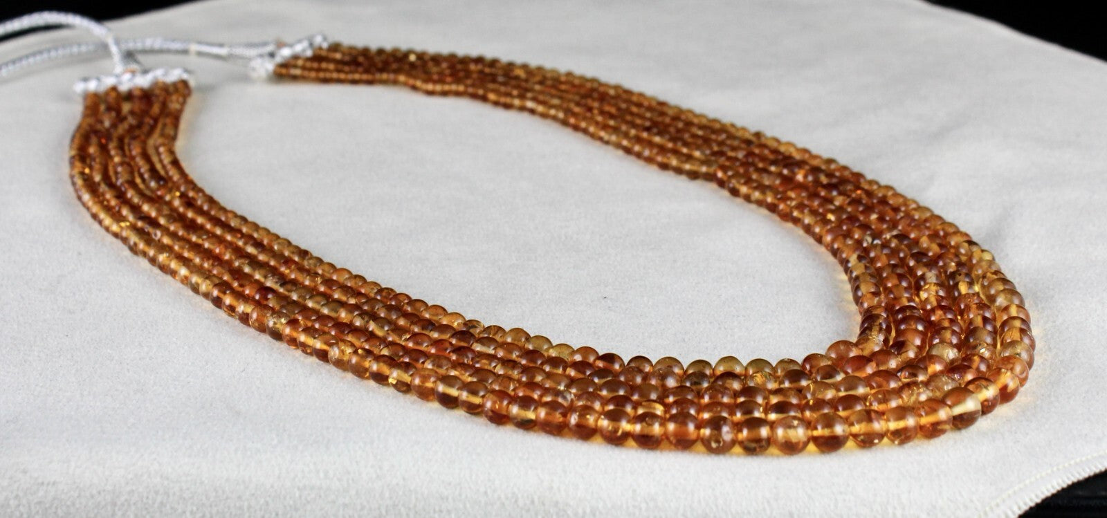 Natural Citrine Beads Round Necklace 365ct Yellow Gemstone Fashion Party Jewelry