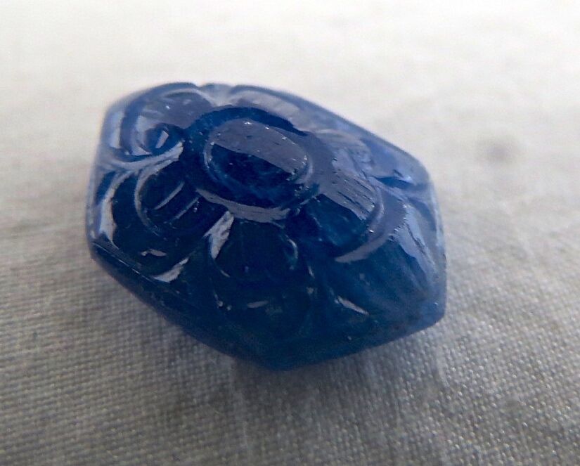 Natural Burma Blue Sapphire Carved Marquise 18X12mm 12.35 Ct Stone Ring Pendant