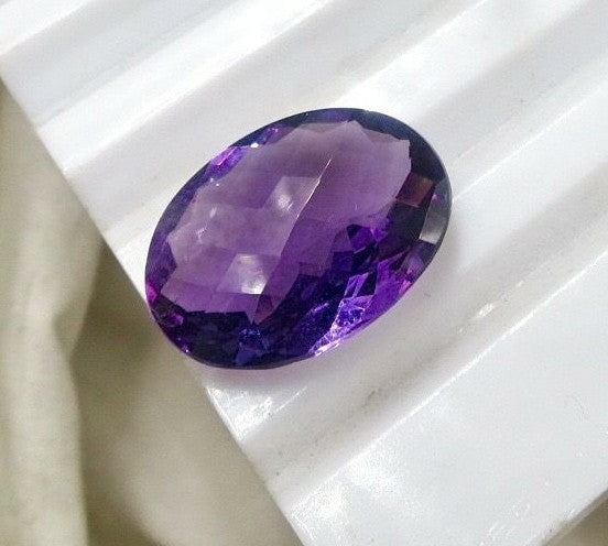 Amethyst Faceted Oval 15.47 Ct Gemstone Ring Pendant Semi Precious