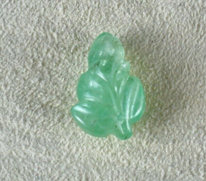 NATURAL COLOMBIAN EMERALD CARVED LEAF 12.07 CARATS GEMSTONE FOR PENDANT RING