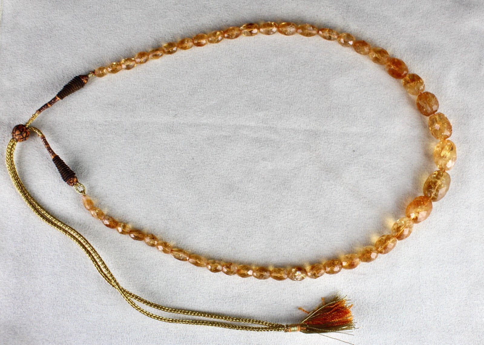 Natural Citrine Oval Faceted Bead Necklace 297 Ct Yellow Gemstone Fashion