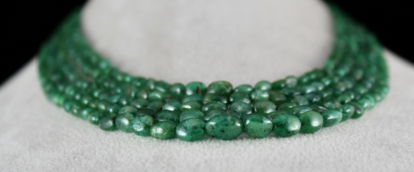 Antique Natural Emerald Beaded Necklace 5 L 328 Carats Gemstone Precious Strings