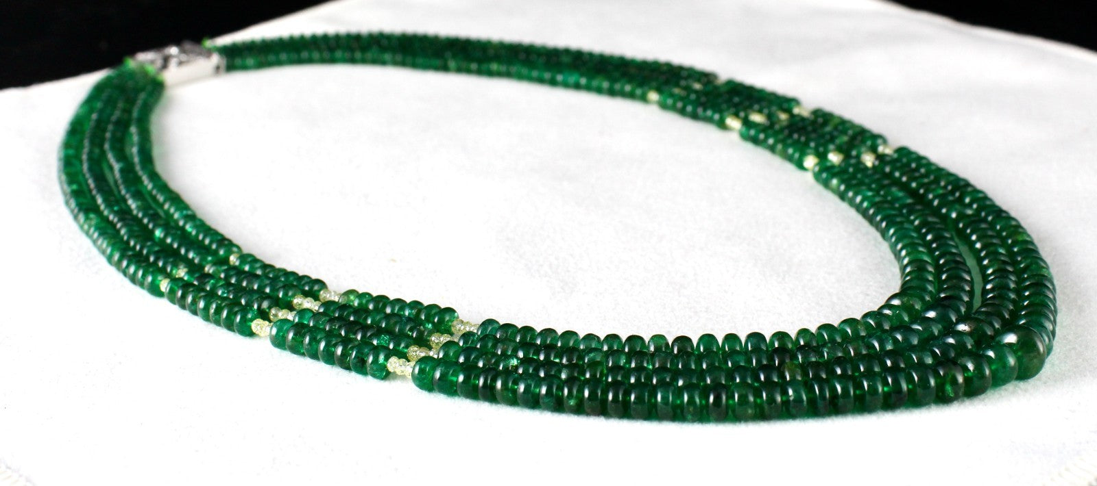 Certified Natural Emerald Diamond Beads Important Necklace 375 Ct Fine Gemstone
