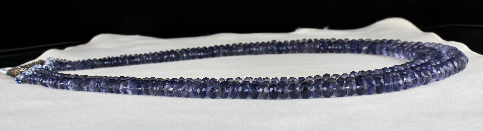 Certified Natural Blue Iolite Faceted Round Beads 3 L 606 Ct Gemstone Necklace
