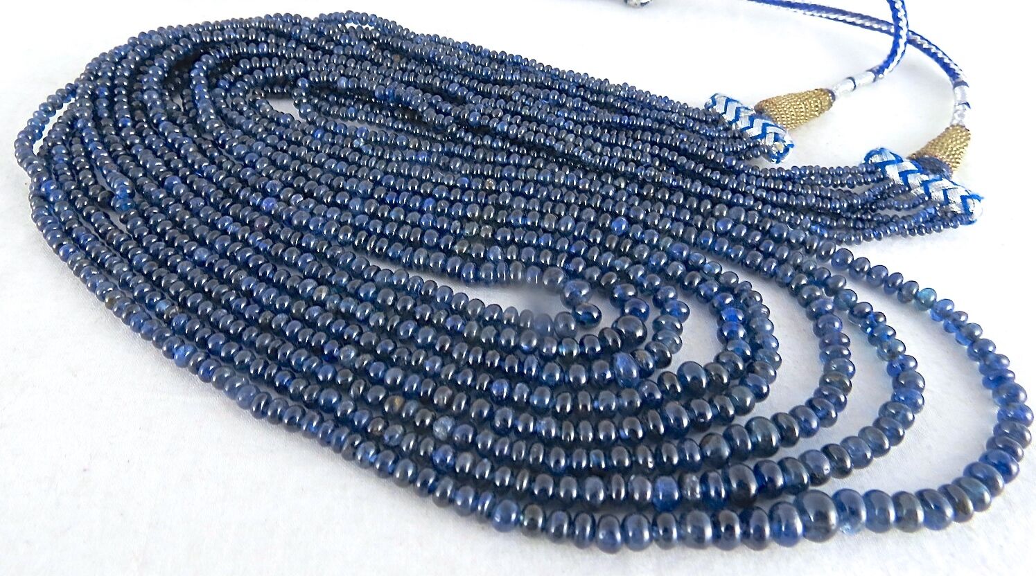 Natural Unheat Blue Sapphire Beads Round 5mm 8L 405 Ct Gemstone Vintage Necklace