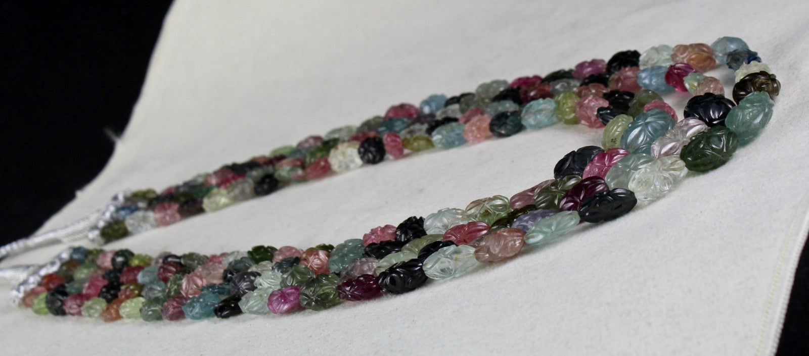 Certified Natural Multi Tourmaline Aquamarine Beads 564 Ct Gemstone Old Necklace