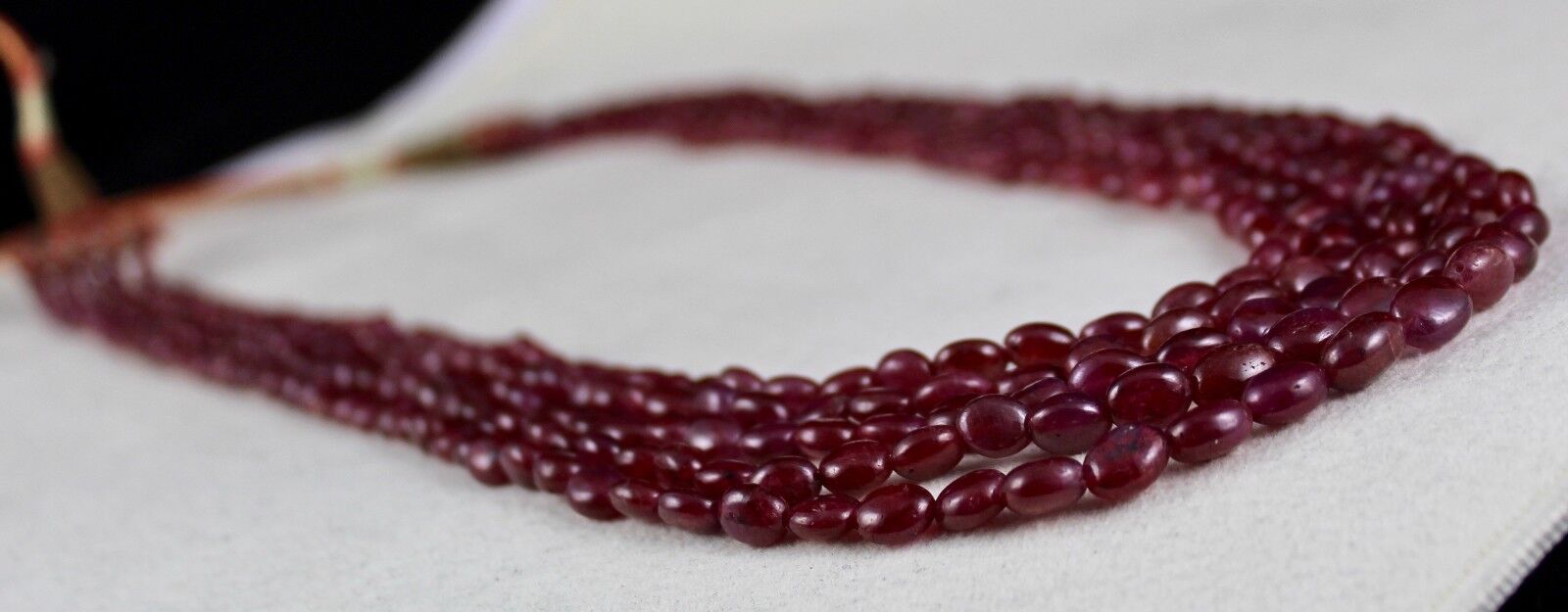 NATURAL UNHEAT RED RUBY BEADS LONG 5 LINE 439 CARATS GEMSTONE LADIES NECKLACE