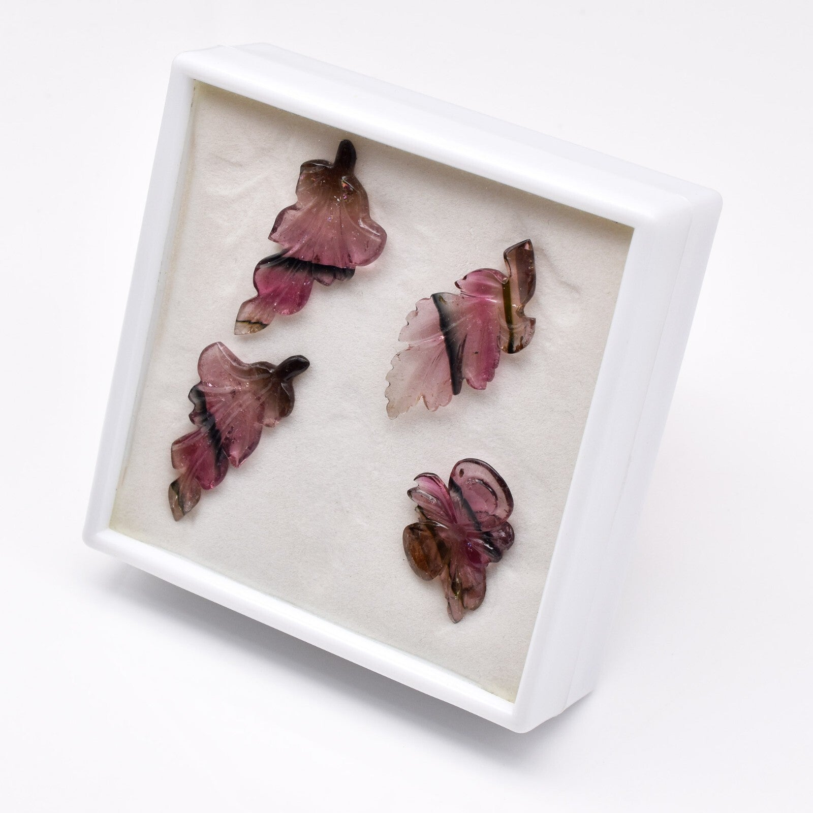 Certified Natural Multi Tourmaline Carved Leaves Earring Pendant Set 49.25 Ct