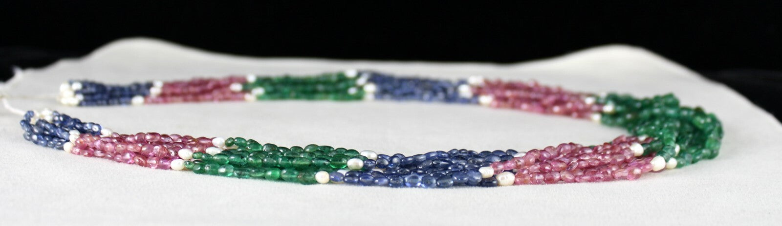 Certified Emerald Ruby Sapphire Pearl 681ct Gemstone Necklace For Women