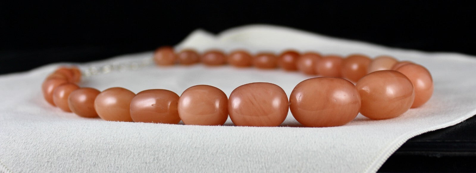 Natural Orange Quartz 1089 Ct Long Beaded Necklace Sterling Silver Clasp