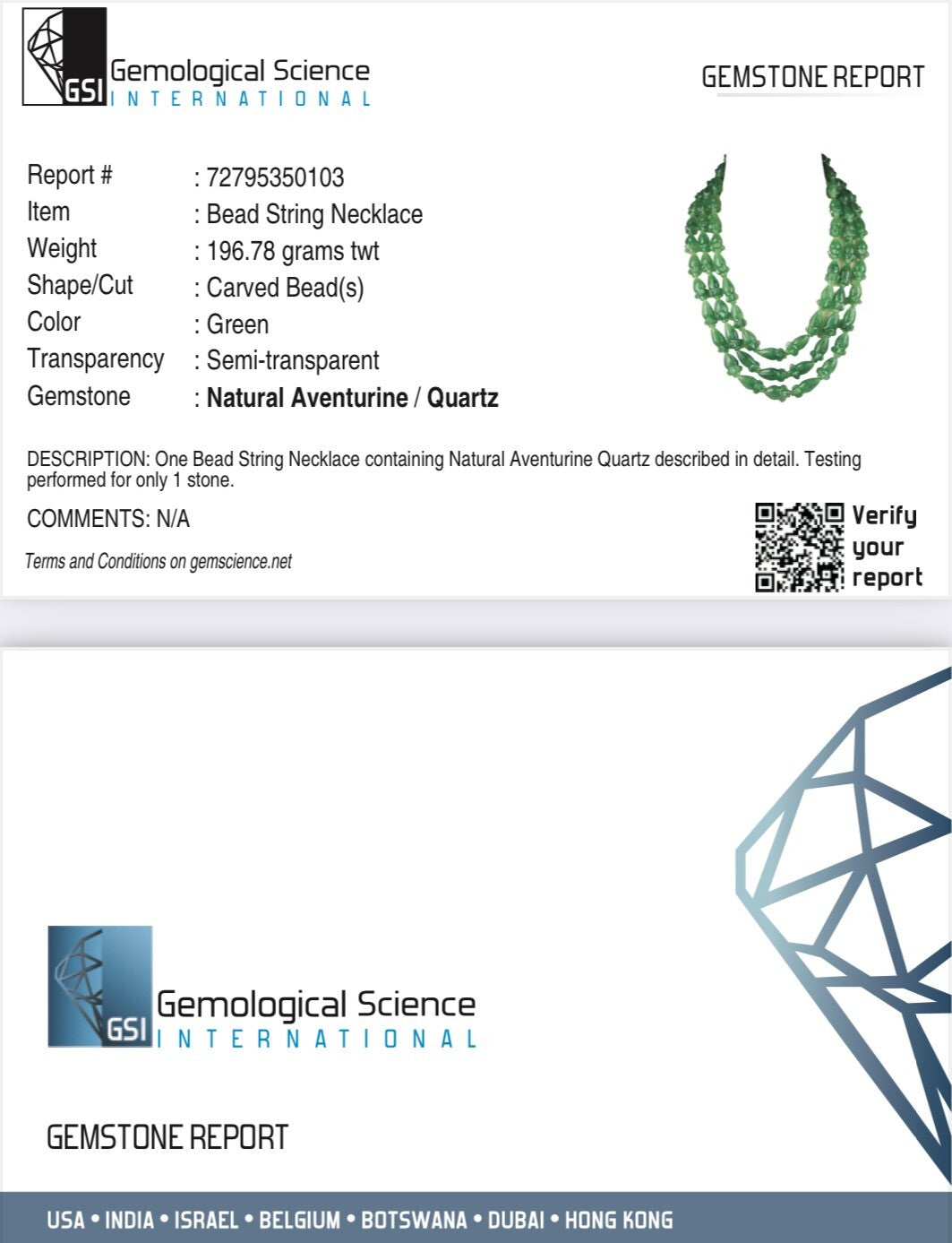 Certified Natural Green Aventurine Quartz 960 Ct Engraved Beaded Necklace 3l