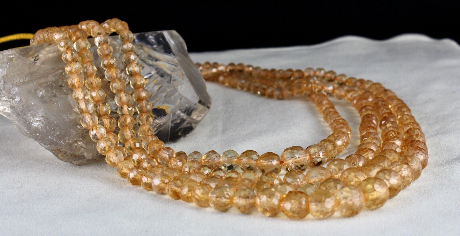 Natural Yellow Citrine Beads Faceted Round 4 L 868 Ct Gemstone Finest Necklace