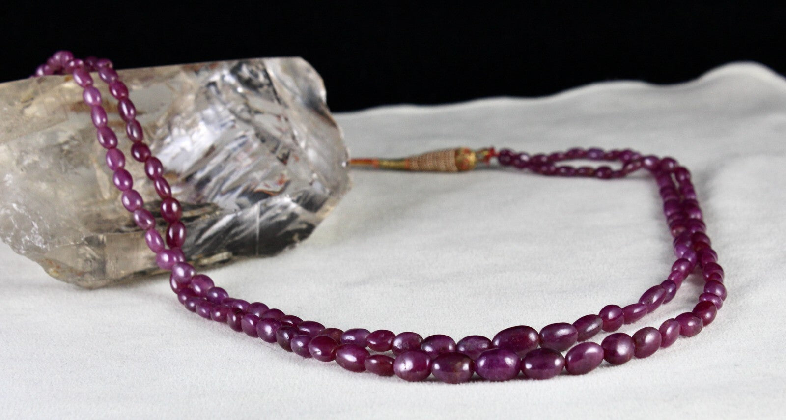 Natural Unheated Ruby Beads Necklace 2 L 212 Ct Gemstone Fashion Jewelry