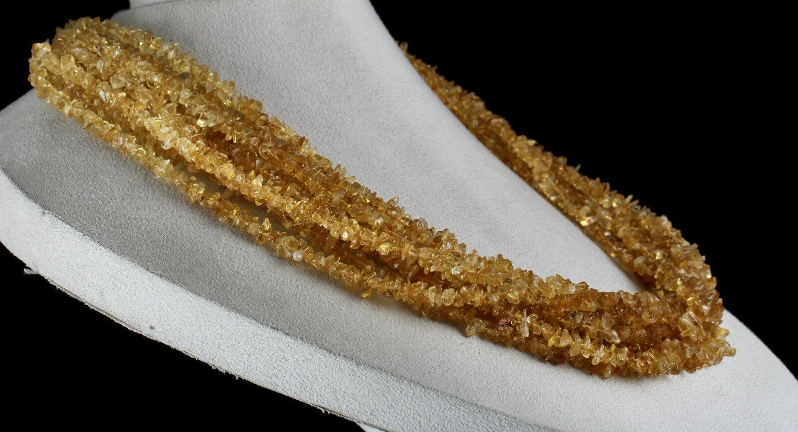 Natural Yellow Citrine 1325 Ct Uncut Beads Sterling Silver Gemstone Necklace