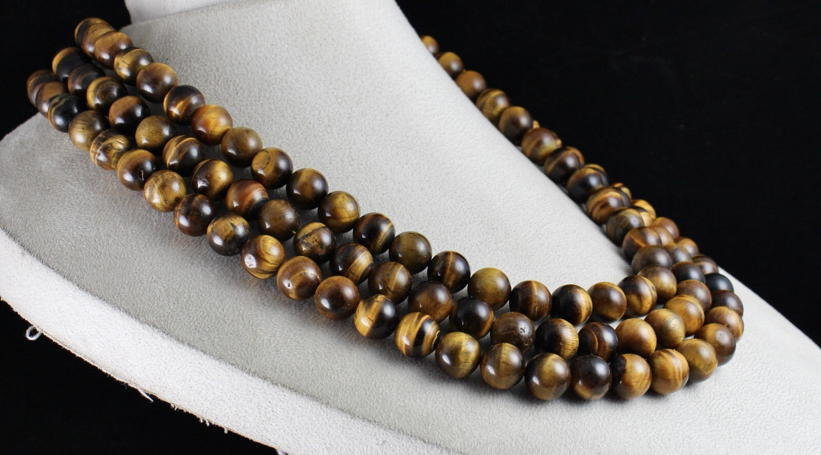 Natural Tiger Eye Round Beads 3 L 2016 Ct Gemstone Necklace Antique Fashion