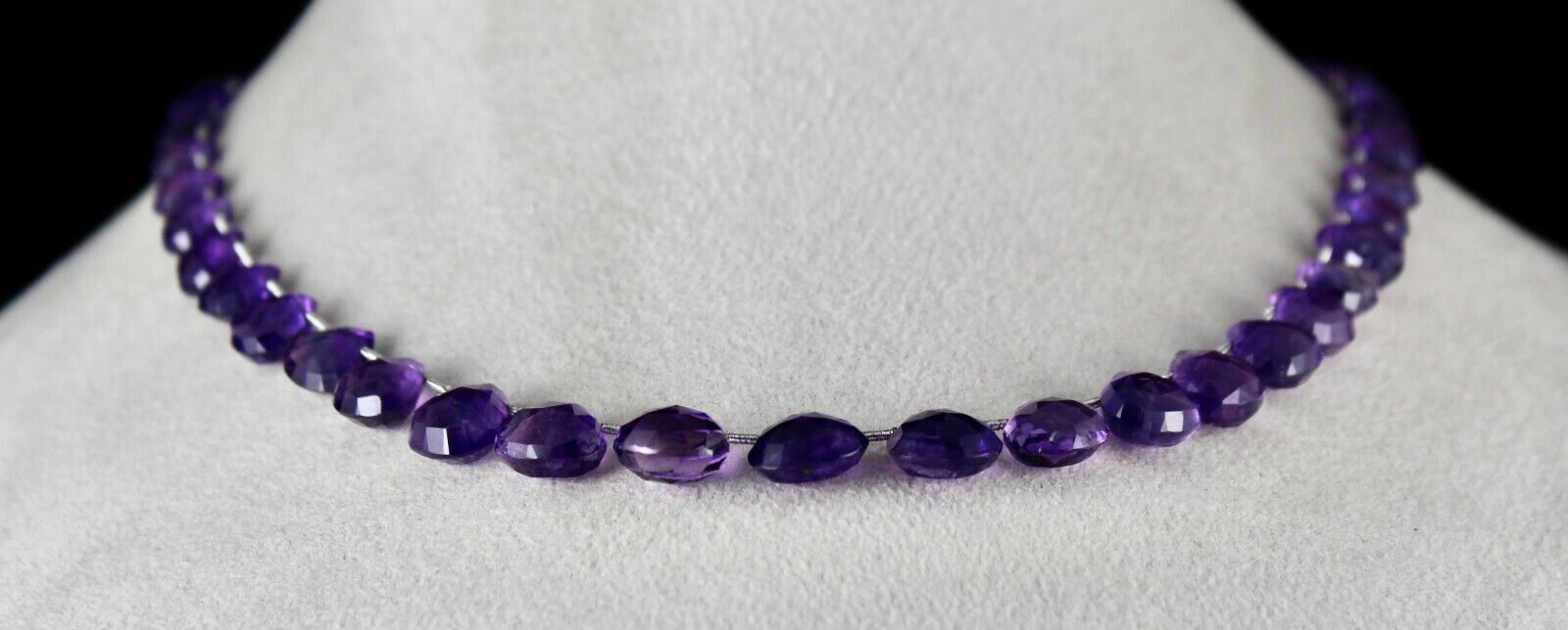 Natural Amethyst Beads Teardrop 1 L 158 Ct Purple Gemstone Party Silver Necklace