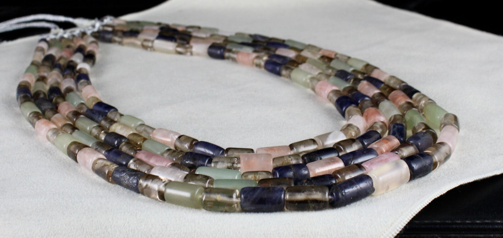 Multi Natural Semi Precious Tube Beads Gemstone Necklace 5 L 1189 Ct