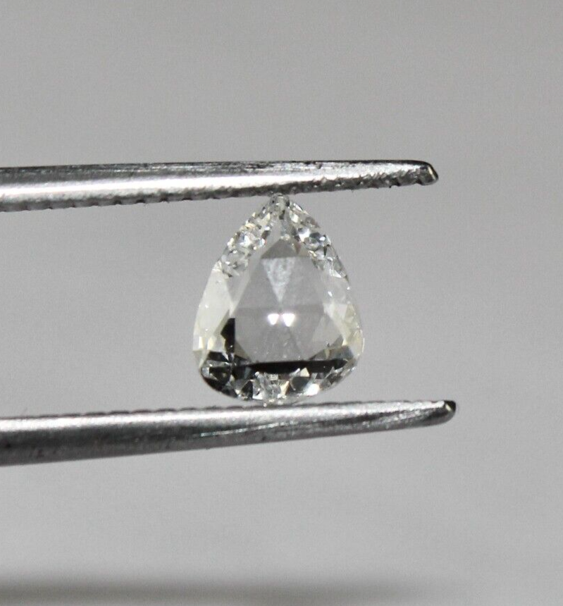 Certified Natural Rose Cut White Diamond Pear 0.74 Ct Loose Stone For Ring