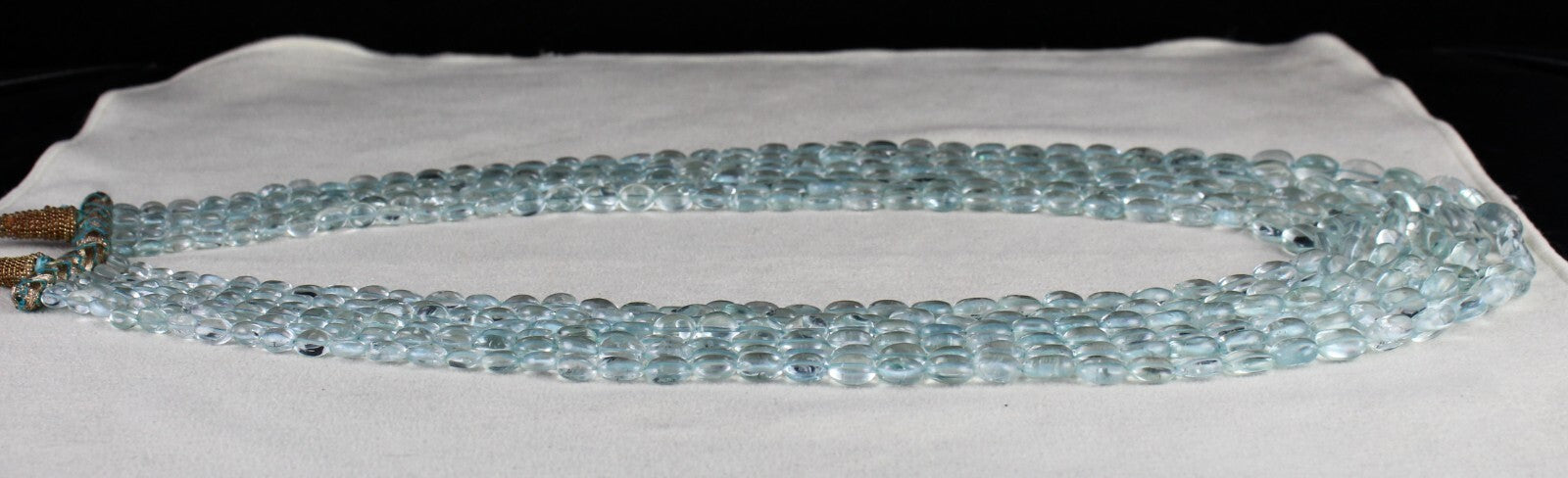 Certified Natural Aquamarine 603 Ct Beads Blue Gemstone Necklace For Women