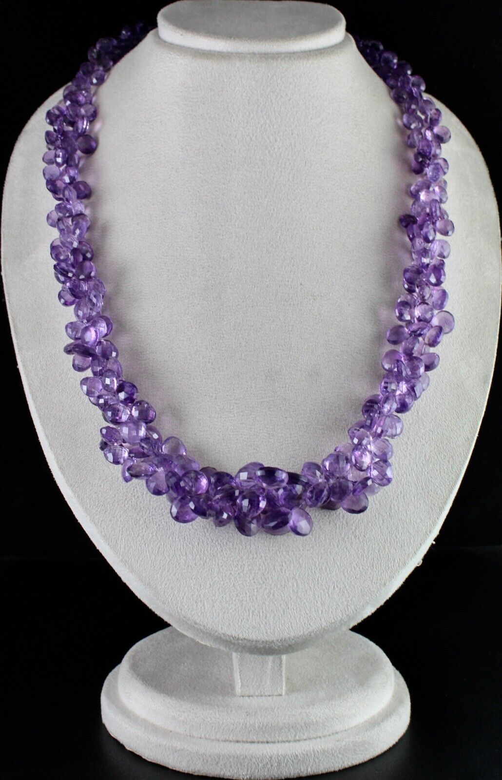 Natural Purple Amethyst Beads Teardrop 26 In 1091 Ct Gemstone Silver Necklace
