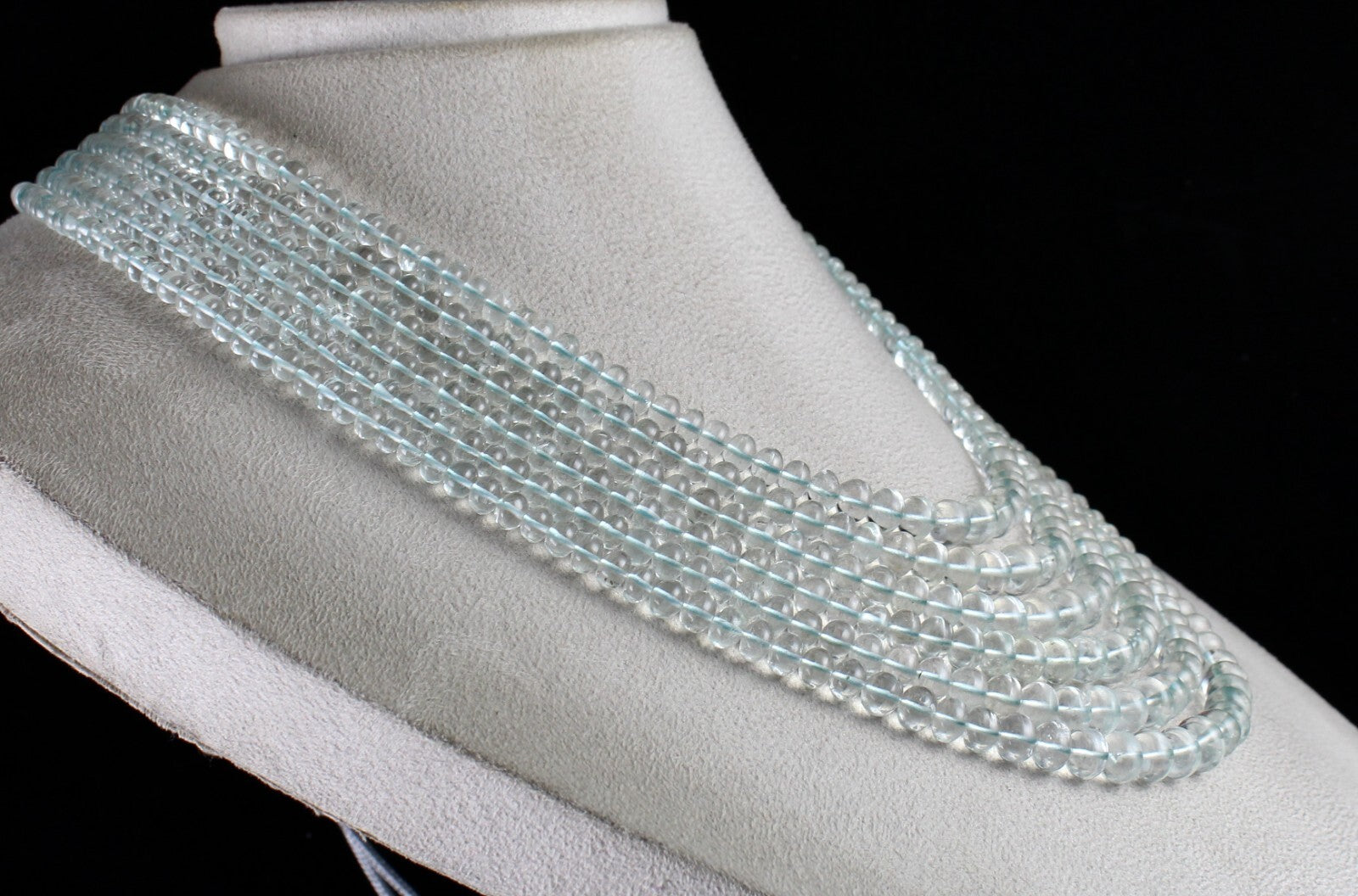 Certified Natural Blue Aquamarine Beads Necklace 880 Ct Round 6 Finest Fashion