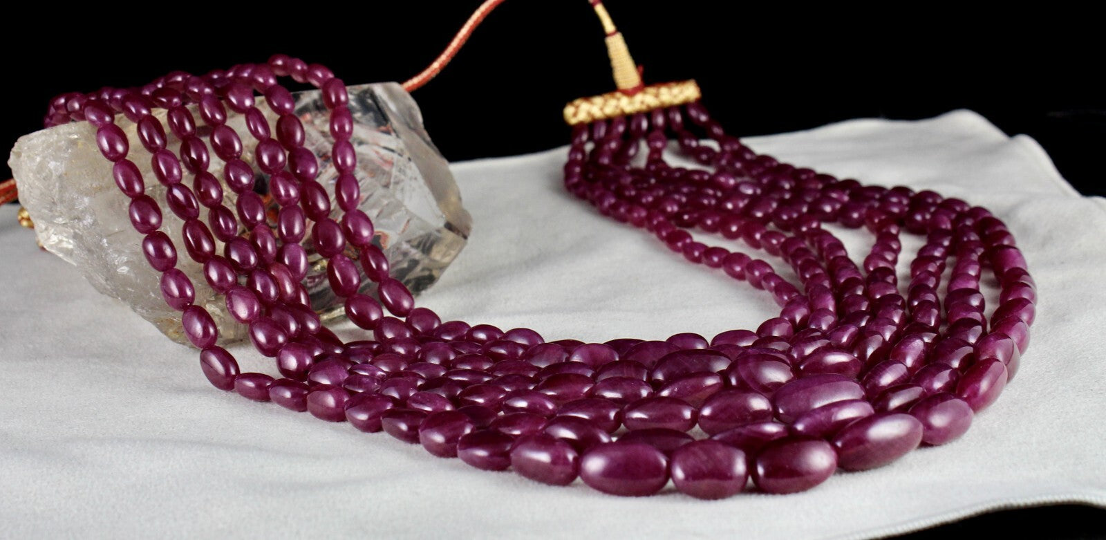 Certified Important Necklace Natural Ruby Beads Cabochon Red 1781ct