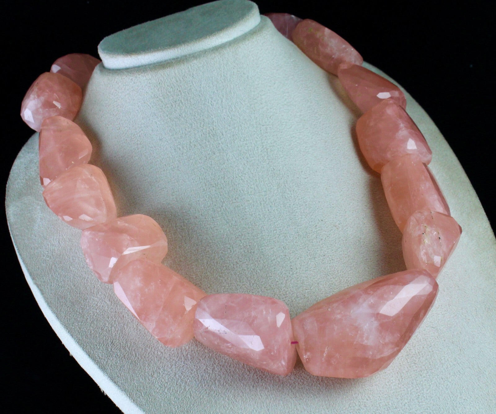 Certified Natural Rose Quartz Faceted Beads 3523 Ct Sterling Silver Necklace