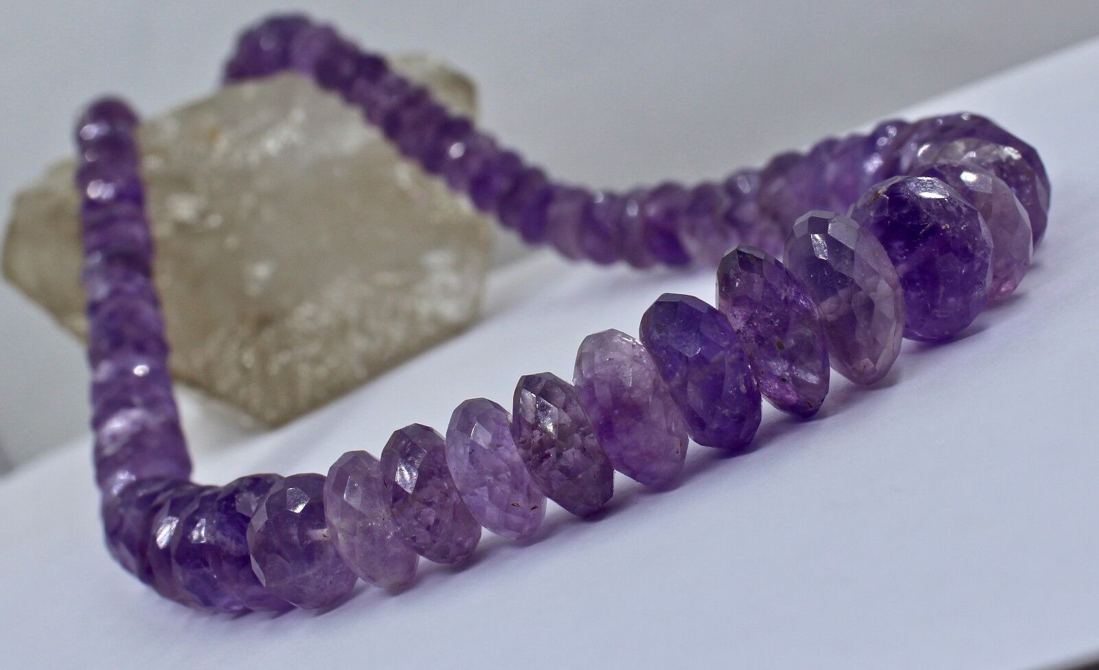 NATURAL AMETHYST BEADS FACETED ROUND 1 LINE 600 CARATS GEMSTONE FASHION NECKLACE