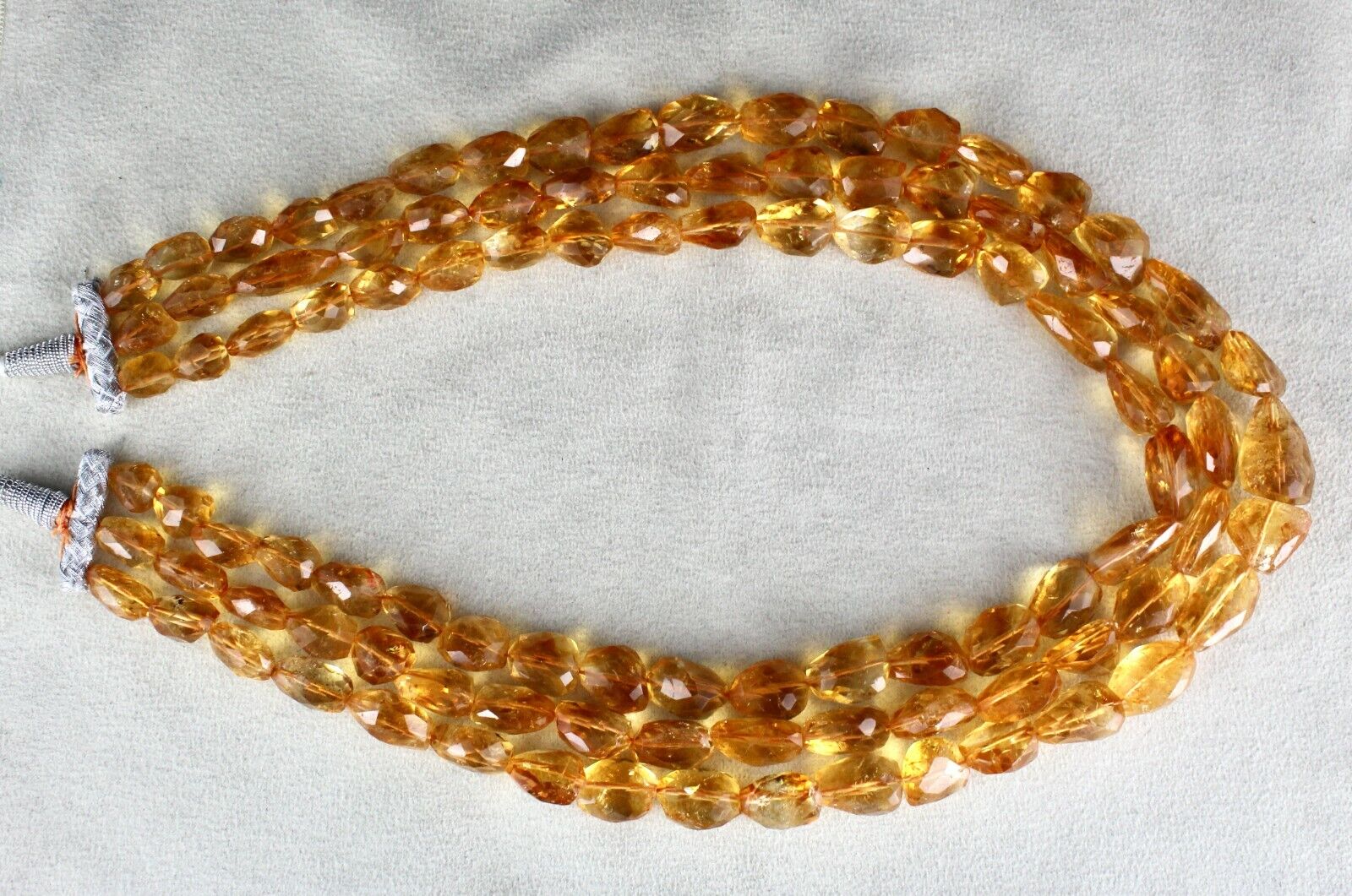 Natural Citrine Beads Faceted Tumble 1005 Ct Gemstone Silver Fashion Necklace