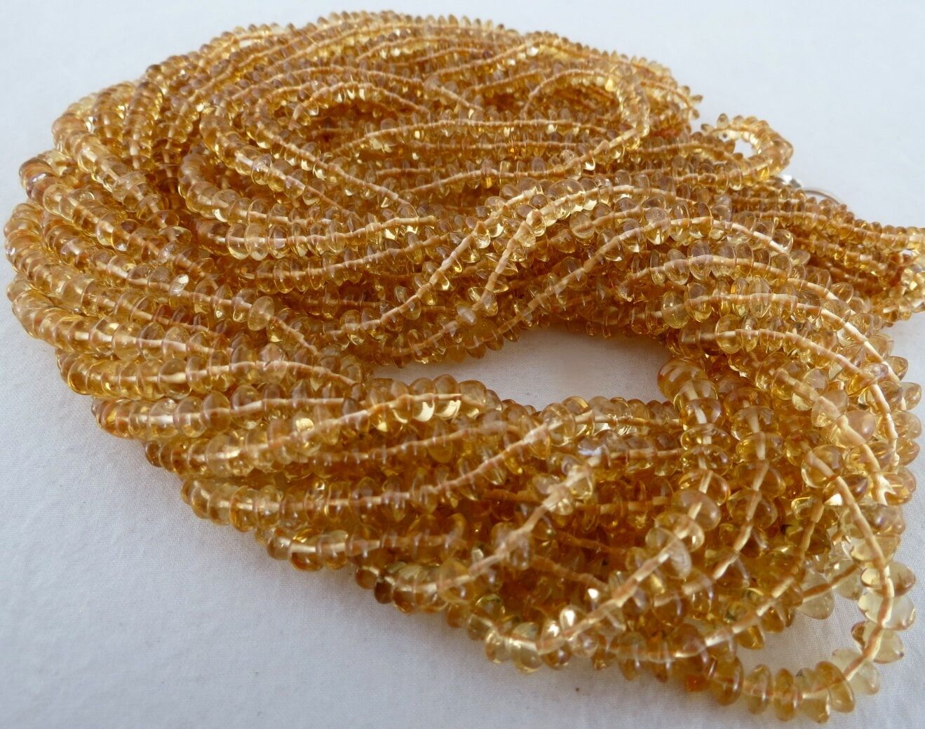 Yellow Citrine Beaded Bunch Necklace 11 Line 839 Carats Gemstone Silver Clasp