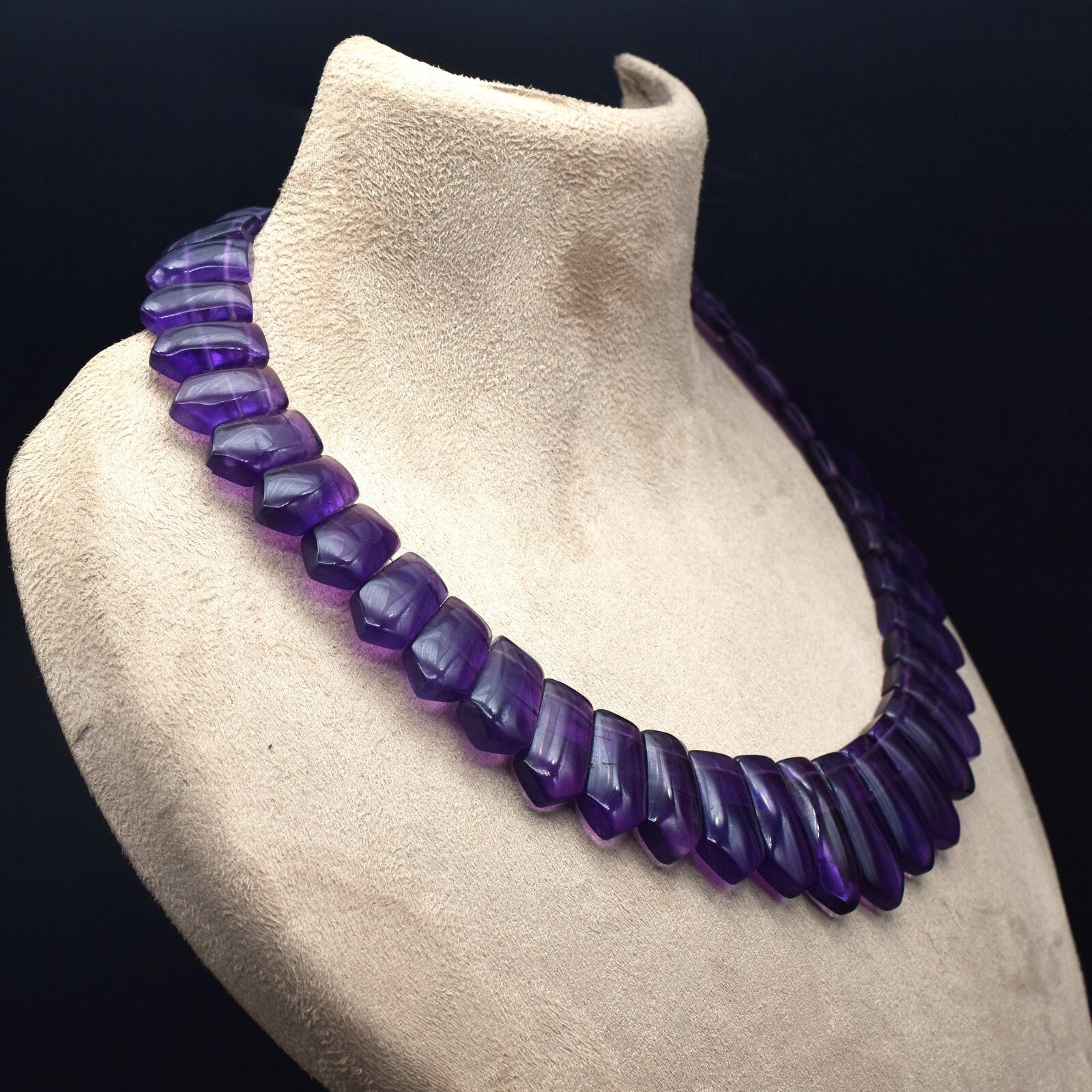 Certified Natural Amethyst 452 Ct Sterling Silver Semiprecious Necklace