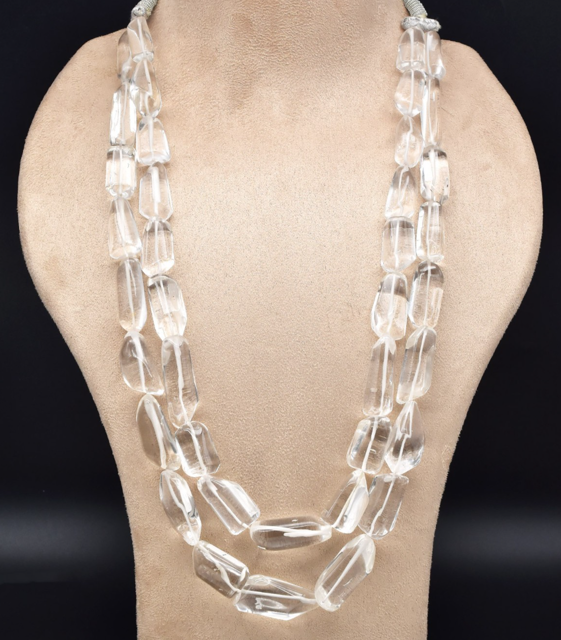 Natural Rock Crystal Quartz 1171 Ct Cabochon Beads Fashion Necklace