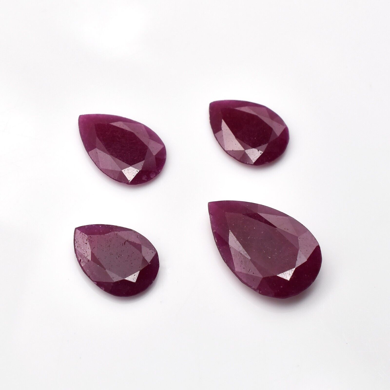 Natural Ruby Pear Cut Unheated Gemstone Design Pendant Earring Set 4 Pc 14.15 Ct